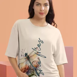 HELLCAT Women Graphic Printed Round Neck Cotton Oversized T-Shirt